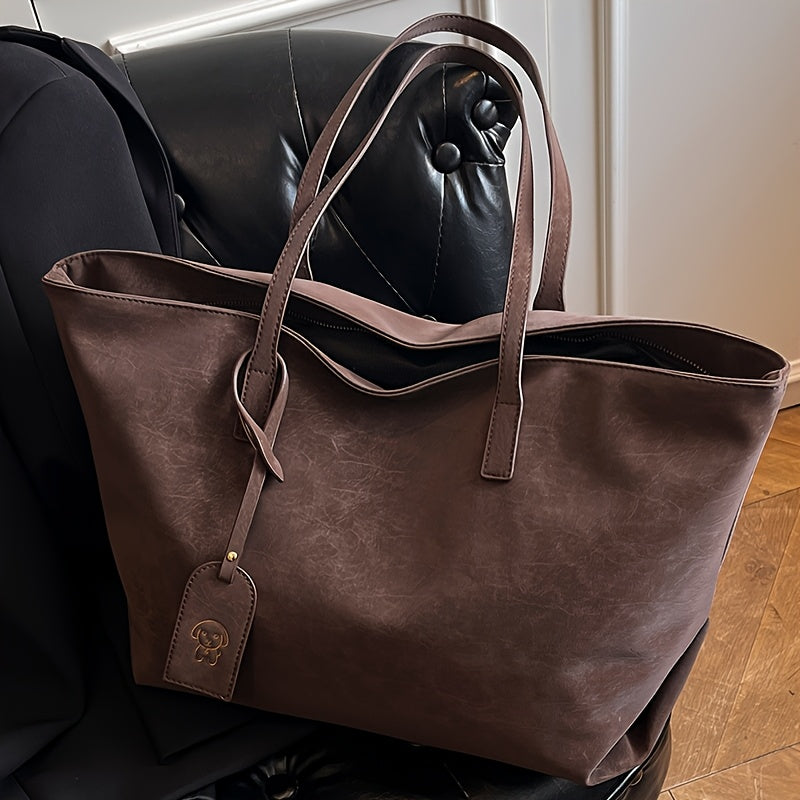 Spring New Women'S Large Capacity Tote Bag, Vintage Style Elegant Shoulder Bag for Women, Daily Commuting Handbag for Work, Back-To-School Storage Bag for Books And Items, Shopping And Travel Shoulder Bag, Phone And Wallet Bag