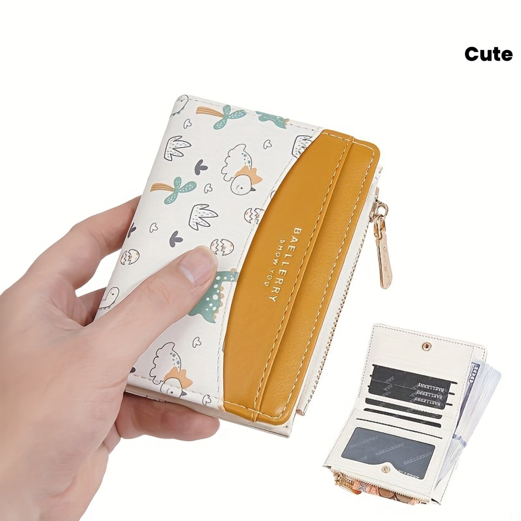 1pc Cute Animal Print Wallet, Baellerry Cartoon Zipper Coin Purse, Fun and Unique Gift Choice