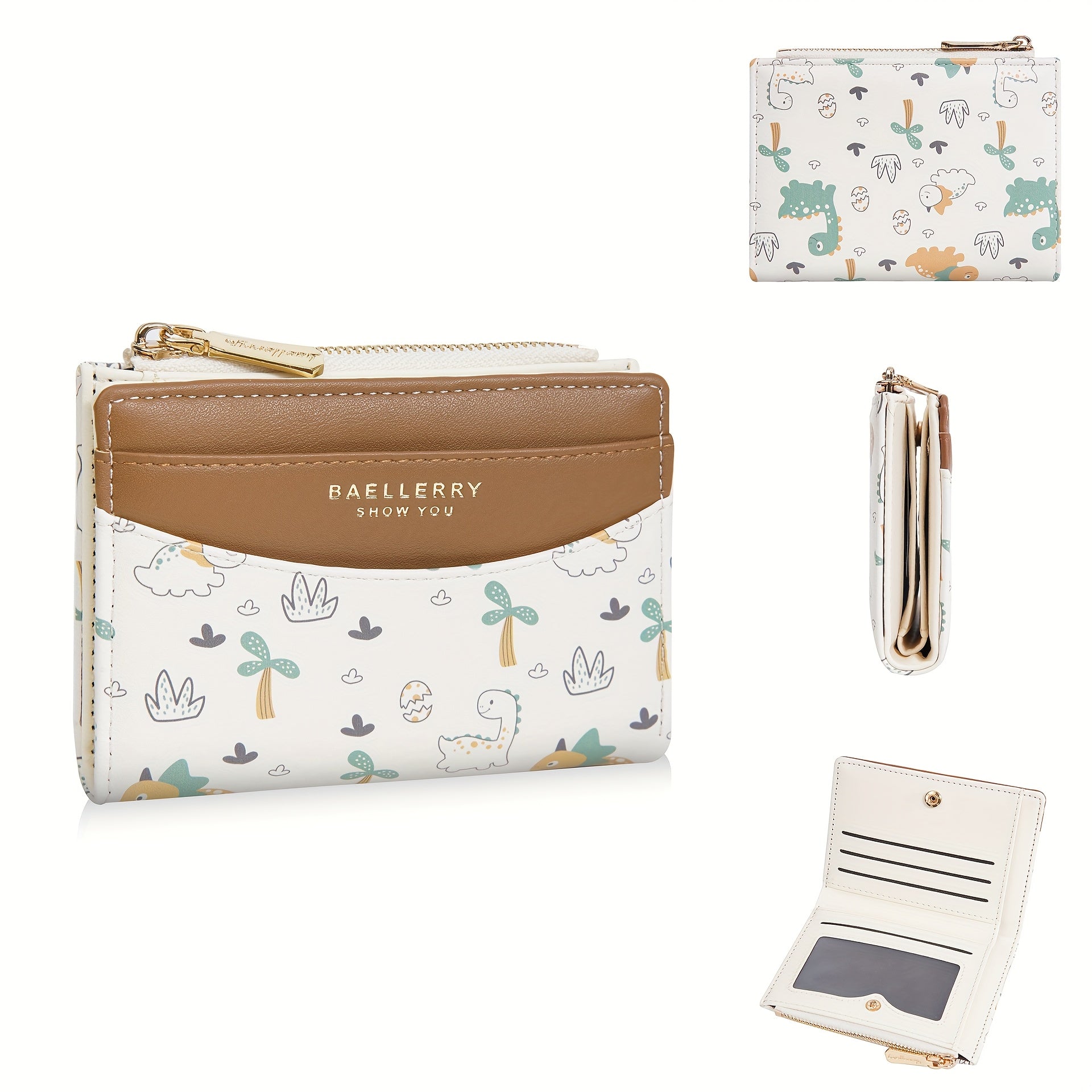 1pc Cute Animal Print Wallet, Baellerry Cartoon Zipper Coin Purse, Fun and Unique Gift Choice