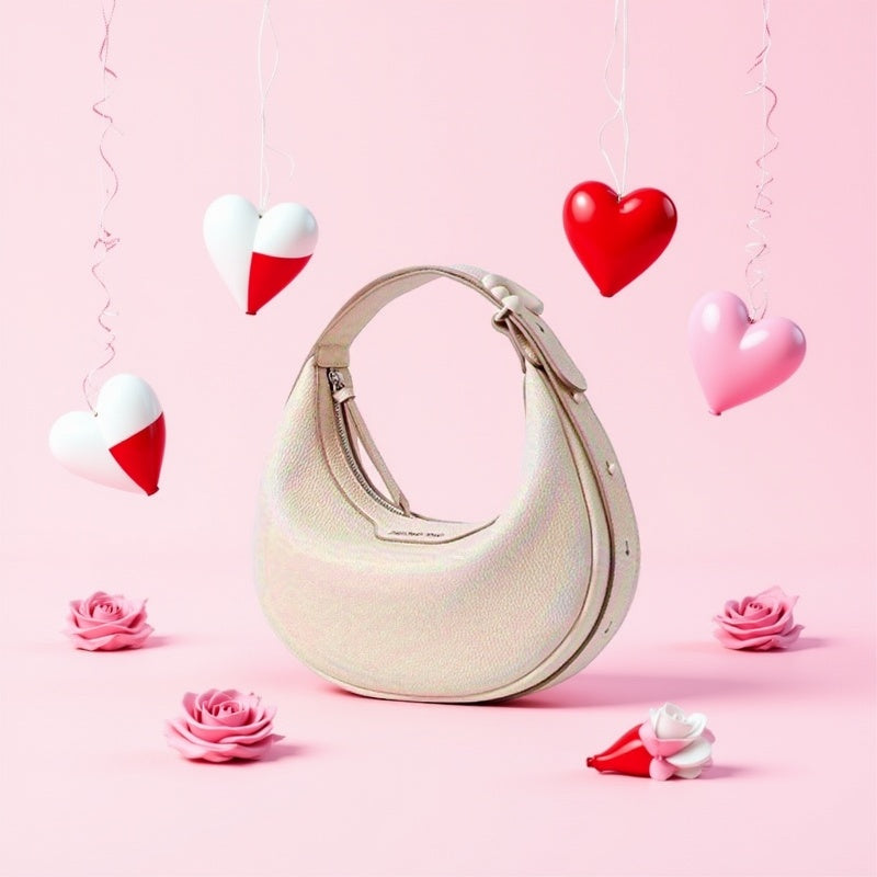 2025 Spring Summer Women'S Crossbody Bag - Half-Moon Adjustable Strap, Lightweight with Zipper Closure, Pink\u002FWhite\u002FBlack Casual Handbag for Casual Attire, Crossbody Purse, Versatile Fashion Accessory, Modern Accessory, Textured Finish
