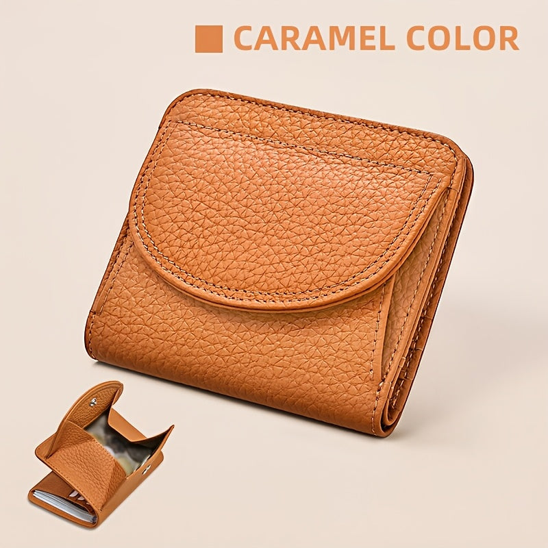 First layer cowhide wallet, genuine leather coin purse, small card bag with 6 card slots for coins and documents suitable for gifts in all four seasons