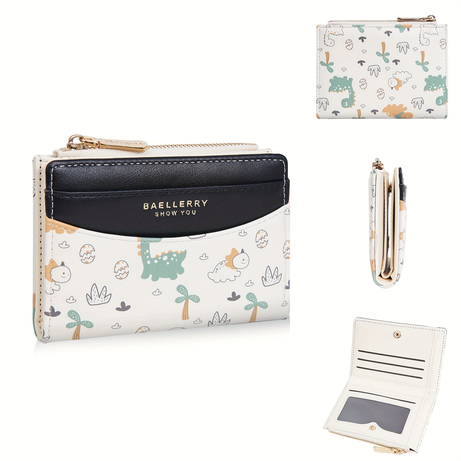 1pc Cute Animal Print Wallet, Baellerry Cartoon Zipper Coin Purse, Fun and Unique Gift Choice