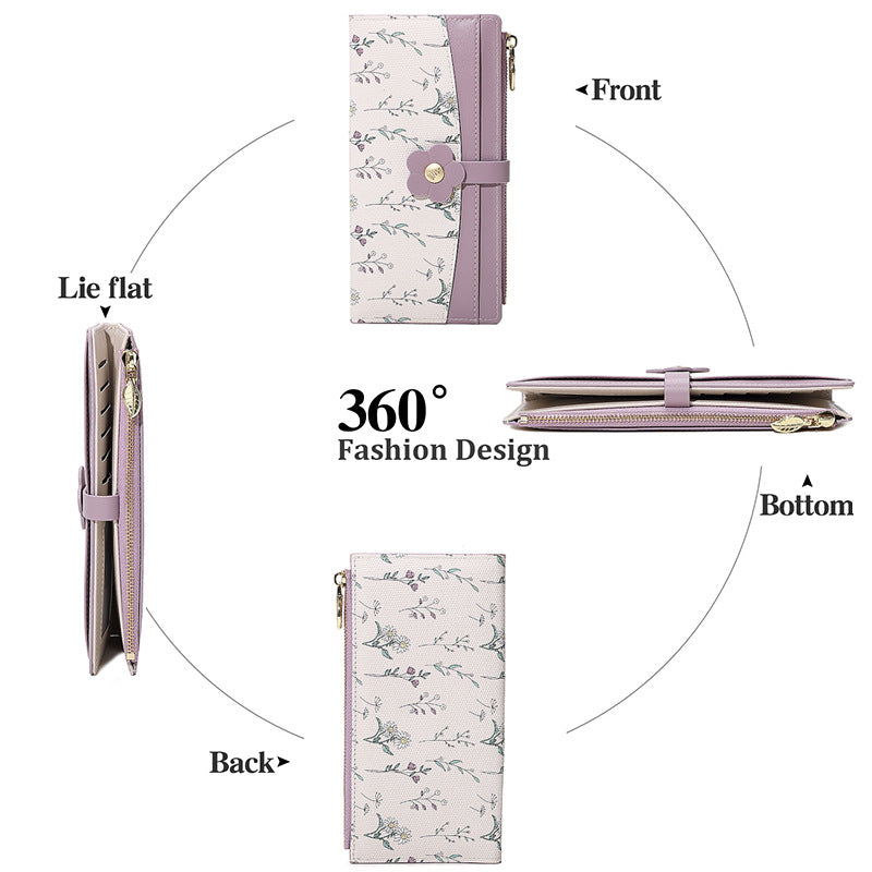 New Flower Zipper Coin Purse for Women, High-end And Long Wallet, Handbag, Wallet, Women's Instagram Style