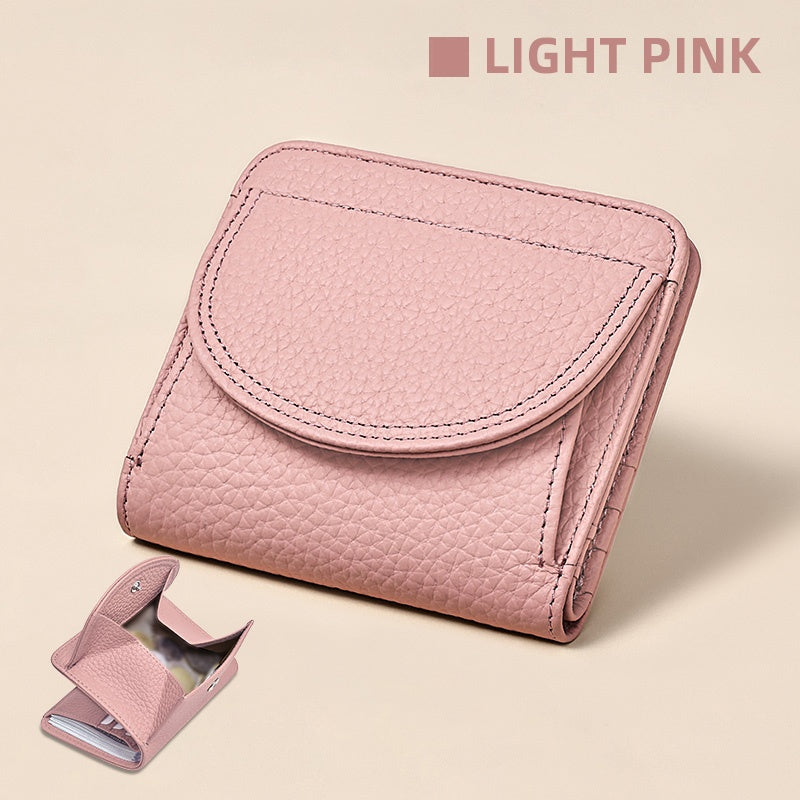 First layer cowhide wallet, genuine leather coin purse, small card bag with 6 card slots for coins and documents suitable for gifts in all four seasons