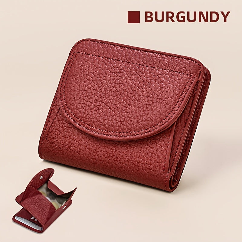 First layer cowhide wallet, genuine leather coin purse, small card bag with 6 card slots for coins and documents suitable for gifts in all four seasons