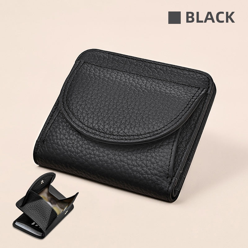 First layer cowhide wallet, genuine leather coin purse, small card bag with 6 card slots for coins and documents suitable for gifts in all four seasons