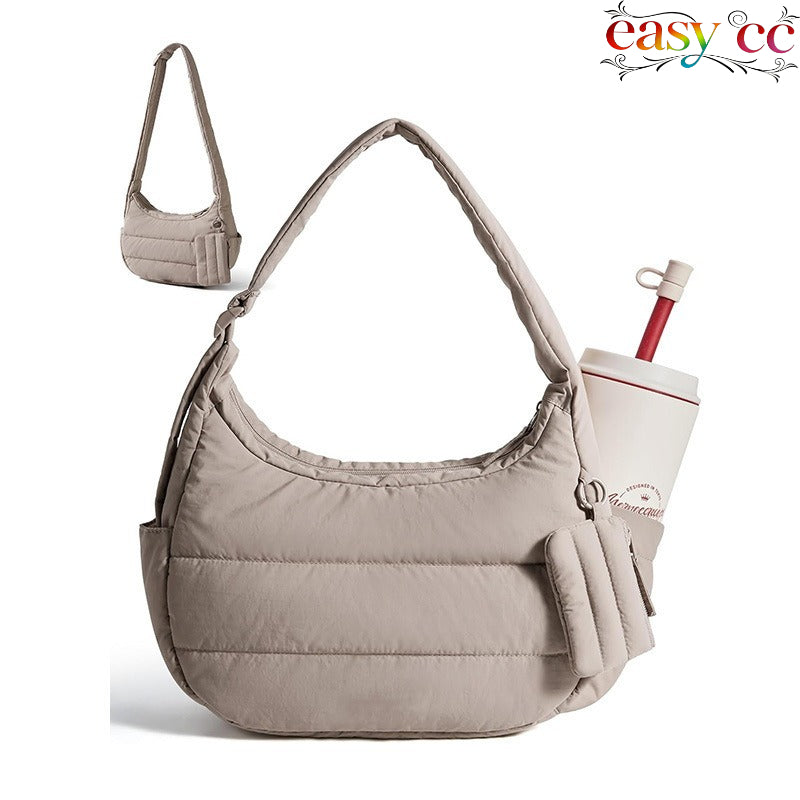 Women' Dumpling-Shaped Crossbody Bag Suitable for Students, Large-Capacity Underarm Shoulder Purse with Buckle Closure, Lightweight Handbag for, Commuting, - \u002F\u002FWine\u002F-Free Colors (Hand Washable)