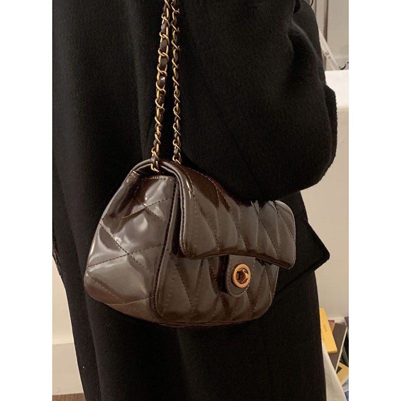 Style Women's Bag 2024 New Winter Versatile Quilted Chain Small Square Bag Fashion Retro Shoulder Crossbody Bag
