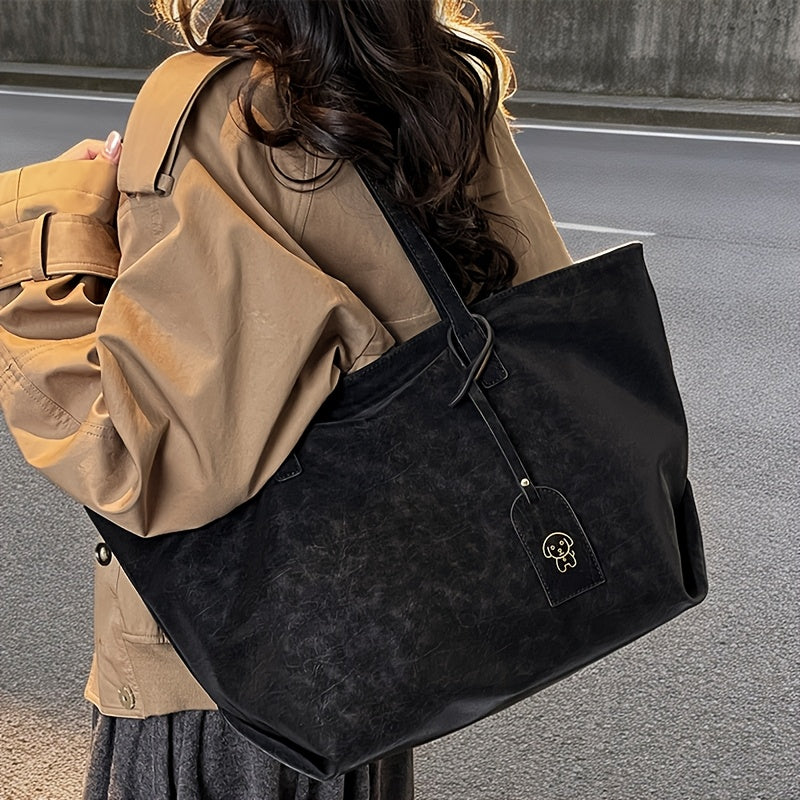 Spring New Women'S Large Capacity Tote Bag, Vintage Style Elegant Shoulder Bag for Women, Daily Commuting Handbag for Work, Back-To-School Storage Bag for Books And Items, Shopping And Travel Shoulder Bag, Phone And Wallet Bag