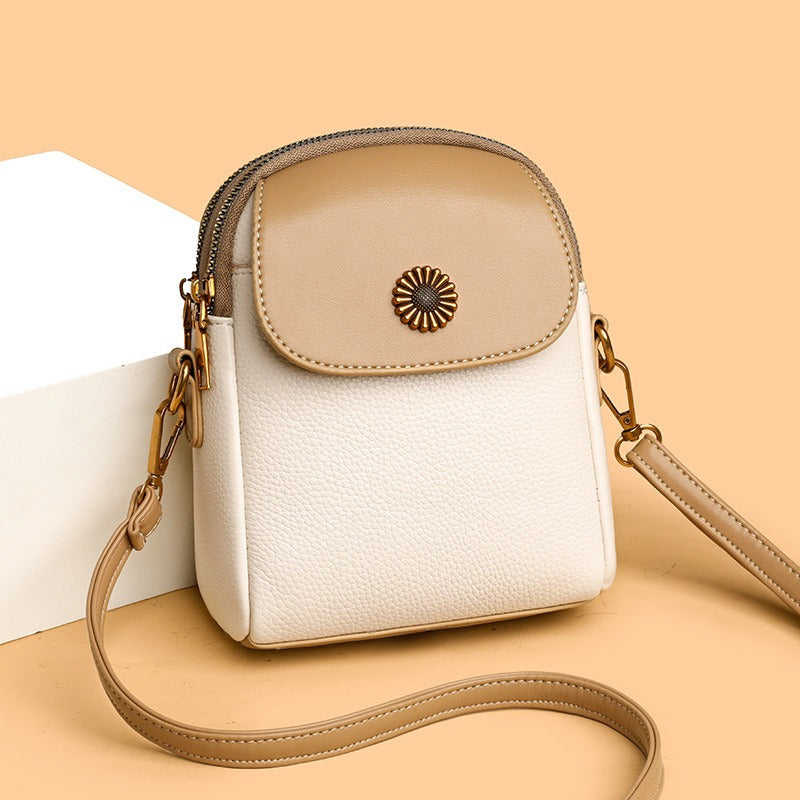 Women's Synthetic Leather & Two-Layer Soft Small Square Crossbody Bag - Multifunctional Shoulder Messenger Purse with Zipper Closure, Phone Holder Suitable for Smartphones, Casual &, Dry Cleanable, Yiwu-Made