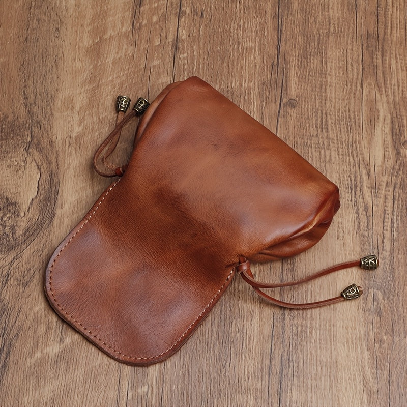 Genuine Leather | Vintage Genuine Leather | Vintage Mini Coin Purse, Men's Wallet, Drawstring Magnetic Clasp Storage Key Bag, Women's Earphone Bag