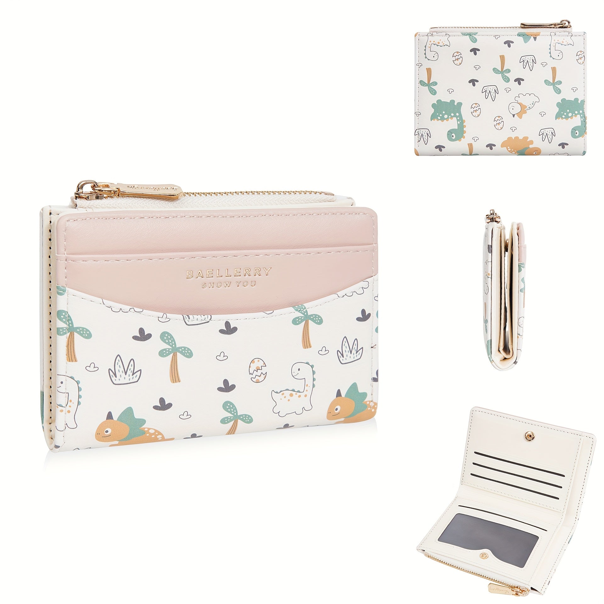 1pc Cute Animal Print Wallet, Baellerry Cartoon Zipper Coin Purse, Fun and Unique Gift Choice