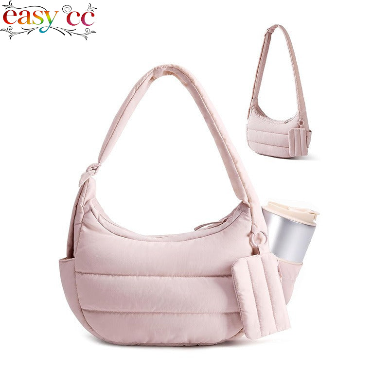 Women' Dumpling-Shaped Crossbody Bag Suitable for Students, Large-Capacity Underarm Shoulder Purse with Buckle Closure, Lightweight Handbag for, Commuting, - \u002F\u002FWine\u002F-Free Colors (Hand Washable)