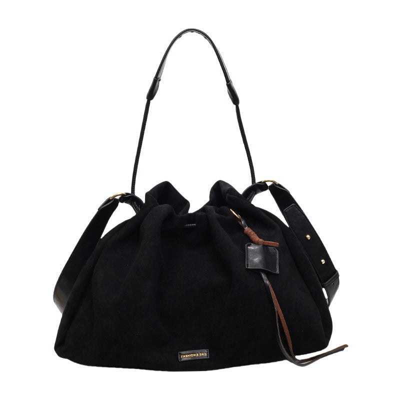 1pc Pleated Drawstring Crossbody Bag | Women'S Commuter Shoulder Tote Bag, Nubuck Velvet, Suitable for Daily Use, Lining, and Mixed Colors, Ideal Clothing Accessory and Gift for Family and Partners