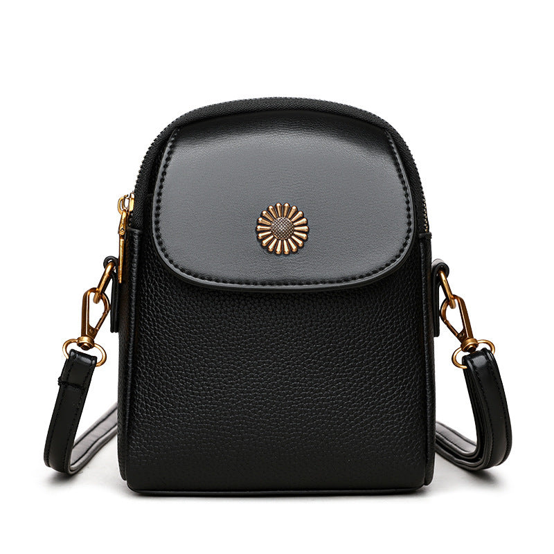 Women's Synthetic Leather & Two-Layer Soft Small Square Crossbody Bag - Multifunctional Shoulder Messenger Purse with Zipper Closure, Phone Holder Suitable for Smartphones, Casual &, Dry Cleanable, Yiwu-Made