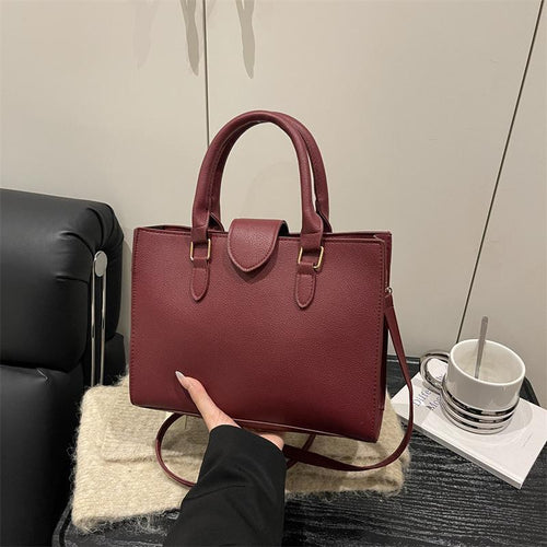 1 Premium Red PU Handbag with Zip Seal and Lining | Daily Commuting | Modern Fall Wear