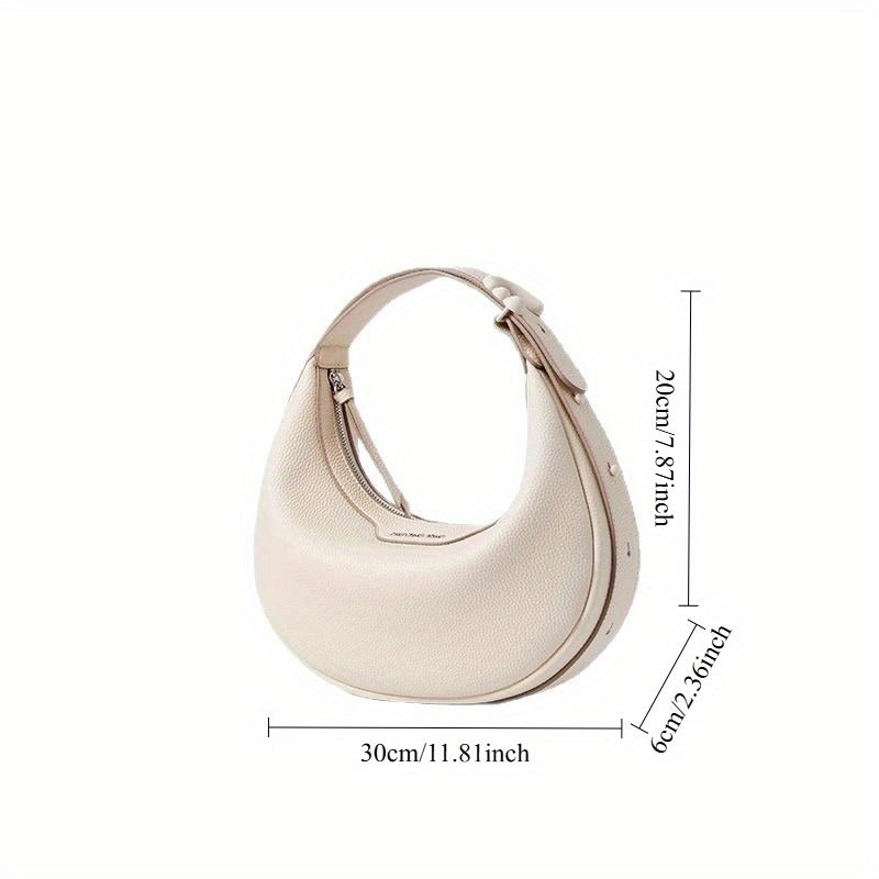 2025 Spring Summer Women'S Crossbody Bag - Half-Moon Adjustable Strap, Lightweight with Zipper Closure, Pink\u002FWhite\u002FBlack Casual Handbag for Casual Attire, Crossbody Purse, Versatile Fashion Accessory, Modern Accessory, Textured Finish