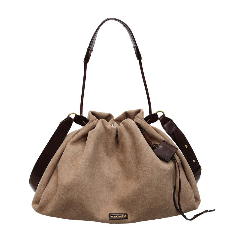 1pc Pleated Drawstring Crossbody Bag | Women'S Commuter Shoulder Tote Bag, Nubuck Velvet, Suitable for Daily Use, Lining, and Mixed Colors, Ideal Clothing Accessory and Gift for Family and Partners