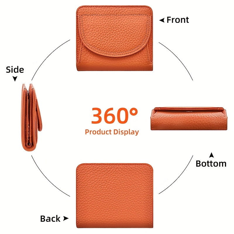 First layer cowhide wallet, genuine leather coin purse, small card bag with 6 card slots for coins and documents suitable for gifts in all four seasons