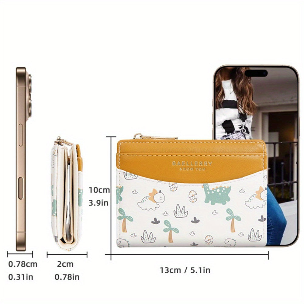 1pc Cute Animal Print Wallet, Baellerry Cartoon Zipper Coin Purse, Fun and Unique Gift Choice