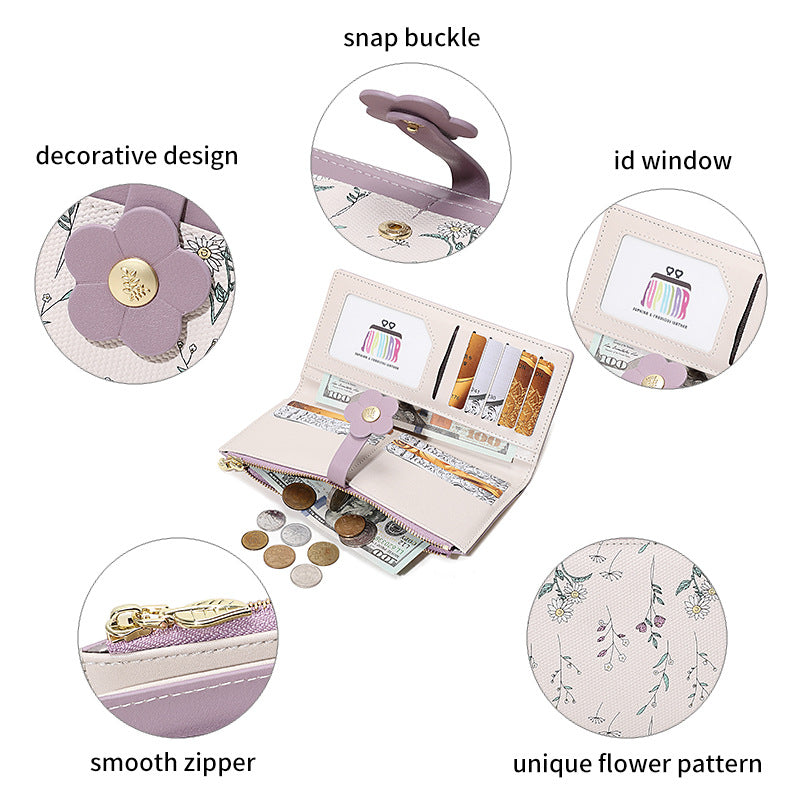 New Flower Zipper Coin Purse for Women, High-end And Long Wallet, Handbag, Wallet, Women's Instagram Style