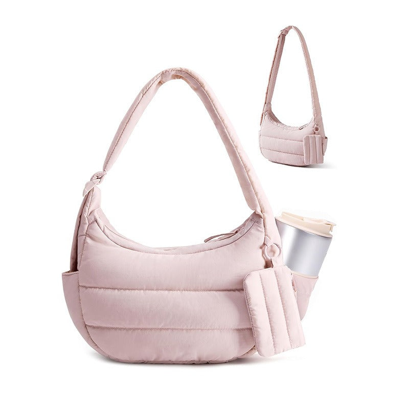 Women' Dumpling-Shaped Crossbody Bag Suitable for Students, Large-Capacity Underarm Shoulder Purse with Buckle Closure, Lightweight Handbag for, Commuting, - \u002F\u002FWine\u002F-Free Colors (Hand Washable)