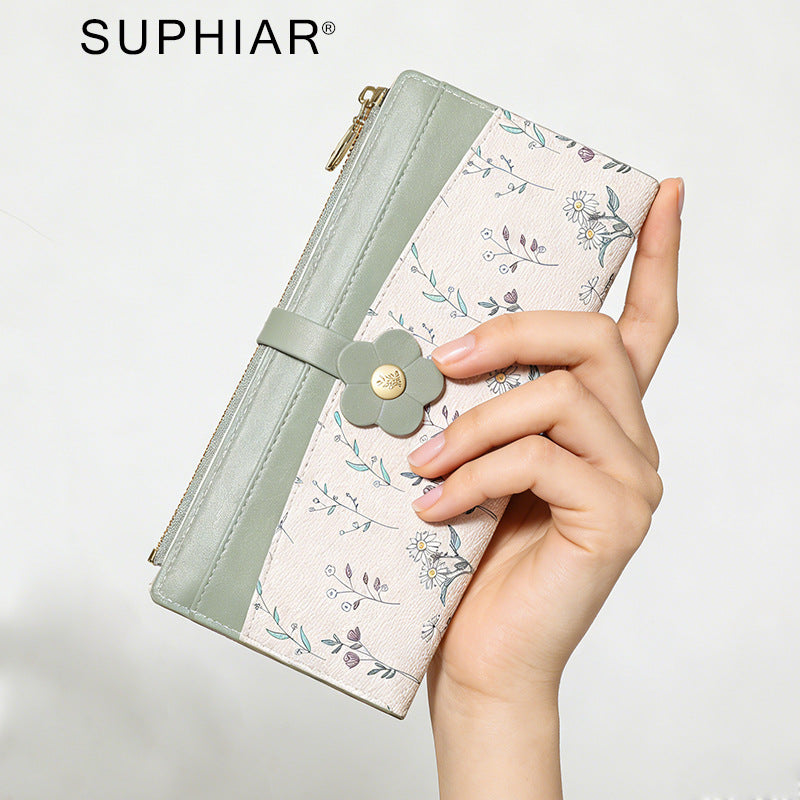 New Flower Zipper Coin Purse for Women, High-end And Long Wallet, Handbag, Wallet, Women's Instagram Style