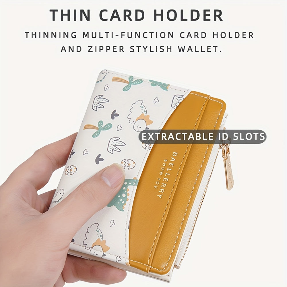 1pc Cute Animal Print Wallet, Baellerry Cartoon Zipper Coin Purse, Fun and Unique Gift Choice