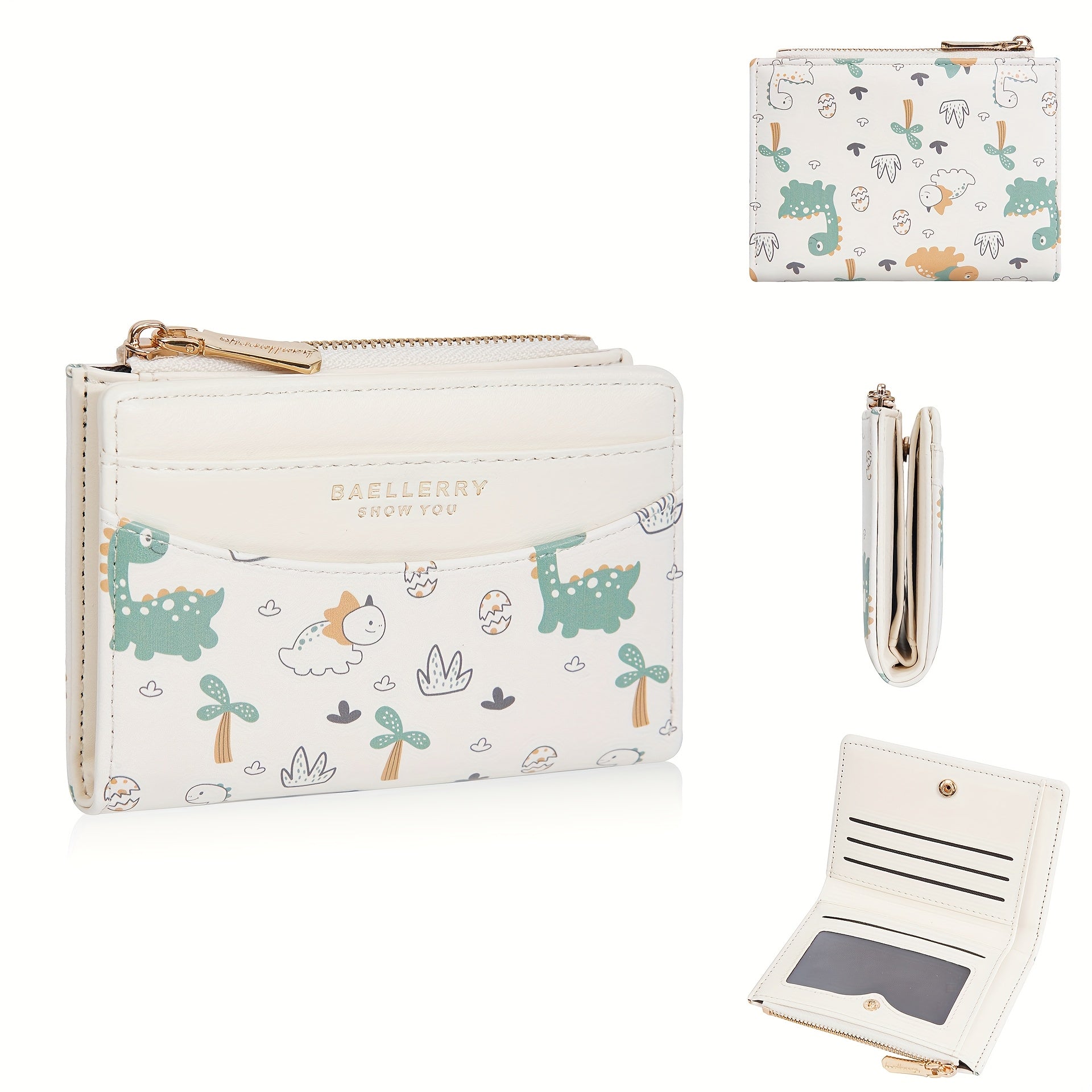 1pc Cute Animal Print Wallet, Baellerry Cartoon Zipper Coin Purse, Fun and Unique Gift Choice