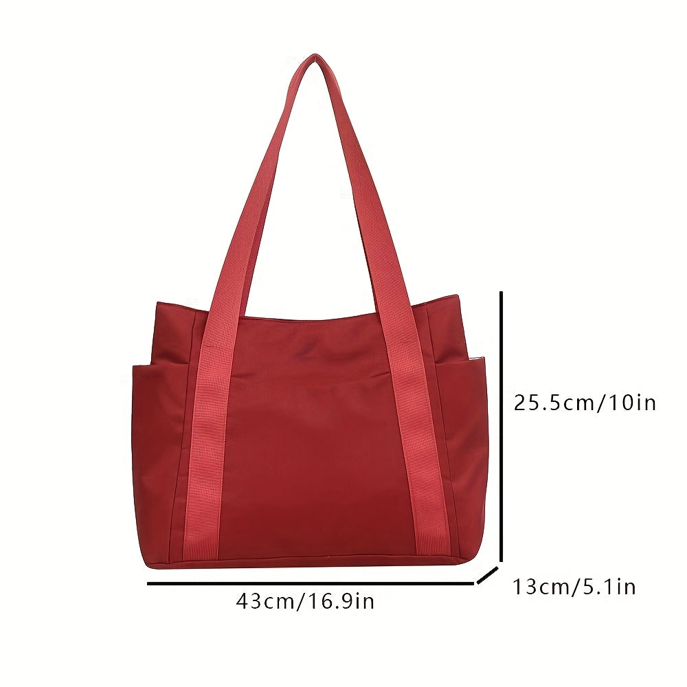 Huohuo Ladies Large Capacity Tote Bag - Heavy Material with Zipper Opening and Closing and Golden Hardware, Simple and Multi-color Optional (black, Pink, Gray, Navy Blue, White) - Sturdy Handle and Round Hemming, Suitable for Work, School